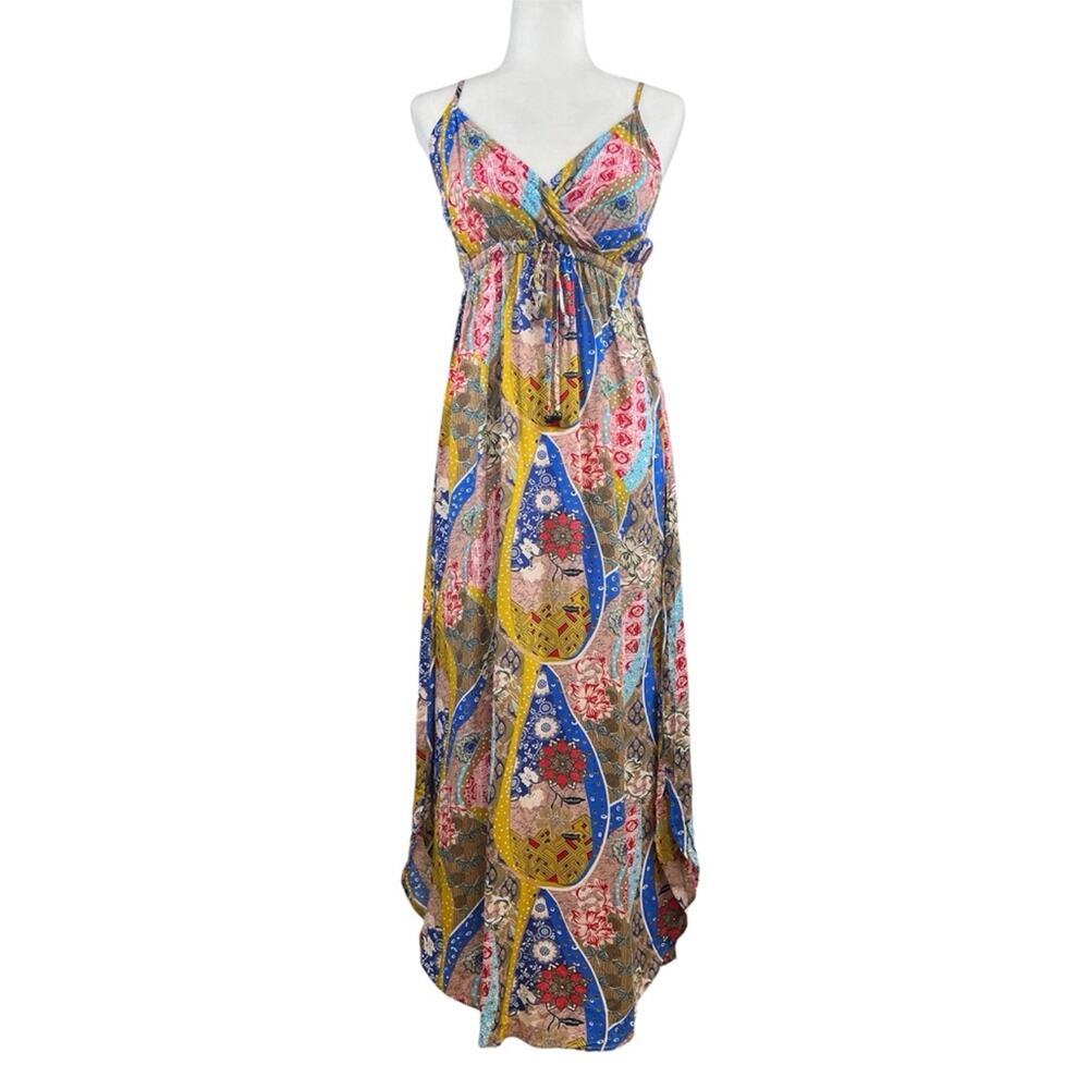 easel Multicolor Boho Tropical Paisley Maxi Dress (S)